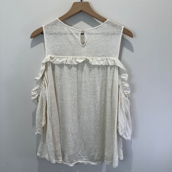 Anthropologie Meadow Rue 100% Linen Top Medium Cream Romantic - Picture 7 of 7